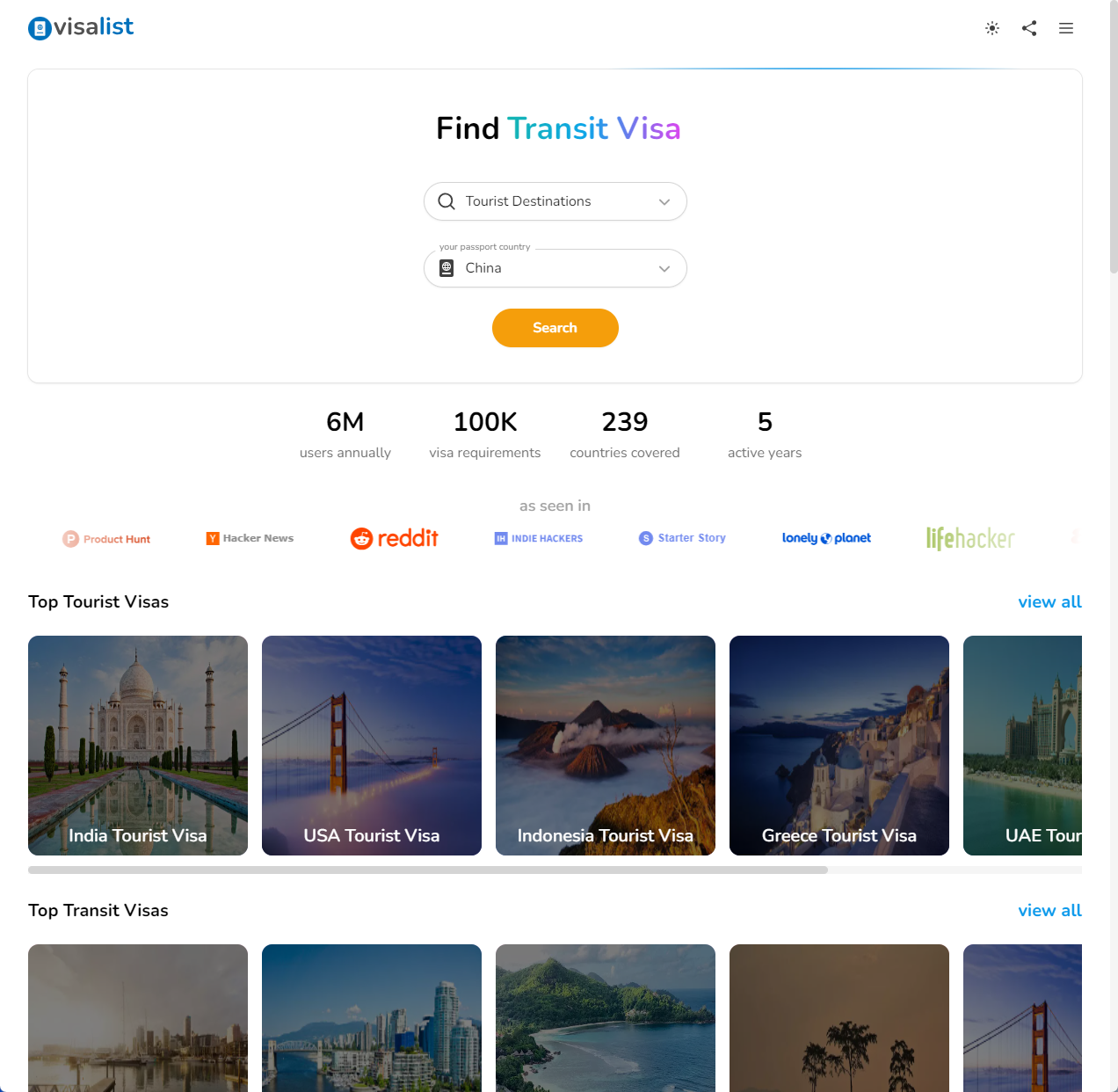 Visa List签证清单网